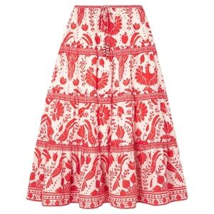 FARM RIO Jungle Flow Tiered Maxi Skirt Size Small
